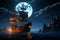 Moonlit discovery, pirate ships find treasure chest on the sea