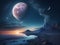 Moonlit Dreamscape: The Surreal Majesty of a Rising Crescent