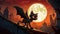 Moonlit Enigma: Mysterious Black Cat with Bat Wings