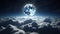 Moonlit Flight Majestic Journey through Starry Skies and Lush Clouds. created with Generative AI