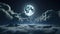Moonlit Flight Majestic Journey through Starry Skies and Lush Clouds. created with Generative AI