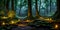 Moonlit Forest Glade. Amidst ancient trees, a moonbeam illuminates a hidden glade.