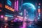 Moonlit Futuristic Cityscape AI Generated
