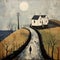 Moonlit House With Man: A Romantic Painting By Gary Bunt