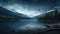 Moonlit Majesty: Mountain Landscape with Lake and Forest at Night