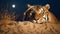 Moonlit Mirage: Ethereal Tiger in Sandy Dunes