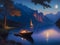 Moonlit Mirage: Serene Lake Vista