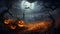 Moonlit Mischief: Halloween in the Pumpkin Patch. Generative ai