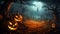 Moonlit Mischief: Halloween in the Pumpkin Patch. Generative ai