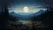 Moonlit Mountains: Hyper-detailed Illustration Of Serene Nightscapes In Montana National Park