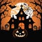 Moonlit Mystery. A Halloween Party Backdrop with Creepy Pumpkin Silhouettes. Generative AI