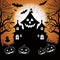 Moonlit Mystery. A Halloween Party Backdrop with Creepy Pumpkin Silhouettes. Generative AI