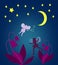 Moonlit Night with Fairies