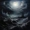 Moonlit Nightmare: A Gothic Seascape Abstract