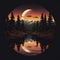 Moonlit Reflection On A Dark Lake Landscape Logo