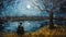 Moonlit River: A Romantic Painting Inspired By Van Gogh