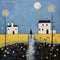 Moonlit Seascapes: A Charming Rural Scene By Gary Bunt