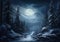 Moonlit Solitude: A Forbidden Forest Journey Through Snowy Mount