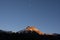 Moonlit sunset at Acher Castle in the Oza Forest, Western Valleys Natural Park, Huesca