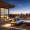 Moonlit Terrace: A rooftop terrace designed for stargazing, featuring a telescope, lunar-inspired decor, and cozy seating under