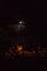 Moonrise above Edinburgh Castle in Scotland at night