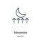 Moonrise outline vector icon. Thin line black moonrise icon, flat vector simple element illustration from editable weather concept
