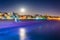 Moonrise over the beach in Santa Monica