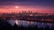 Moonrise Over the City Skyline