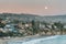 Moonrise over Crescent Bay in Laguna Beach, Orange County, California