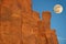 Moonrise Over Rock Formation - Monument Valley, Ar