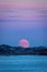 Moonrise at Skandinavian winter red moon