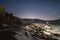 Moonrise in village in winter spiti in himalayas - spiti valley