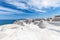 The moonscape at the Sarakiniko area on the volcanic island of Milos, Cyclades, Greece