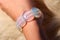 Moonstone bracelet on a woman hand