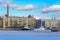 Moored boat surrounded by ice in Helsinki harbour