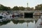 Moored boats at Port of Arsenal near Place de la Bastille in Paris