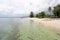 Moored boats at Tanjung Kelayang Beach on Belitung Island.