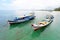 Moored boats at Tanjung Kelayang Beach on Belitung Island.