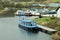 Moored canal boat in basin