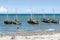 Moored dhows Bagamoyo shore