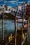 Moored gondola near the Rialto Bridge in Venice