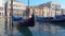 Moored gondolas on The Grand Canal in Venice