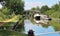 Moored Narrowboats on an English Canal