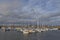 The moored Pleasure craft and yachts at Tayport Marina opposite Broughty Ferry