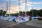 Moored sailboats on a pier calm early morning