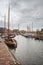 Moored ships in the harbor of the former fishing village Spakenburg in the Netherlands