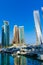 Moored yachts at Dubai Marina UAE