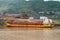Moored Zesheng Group tanker boat along Yangtze River, China