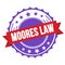MOORES LAW text on red violet ribbon stamp