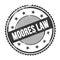 MOORES LAW text written on black grungy round stamp